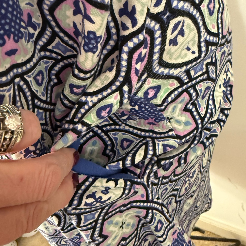 Talbots Blue and White Geometric Midi Dress - Picture 4 of 8